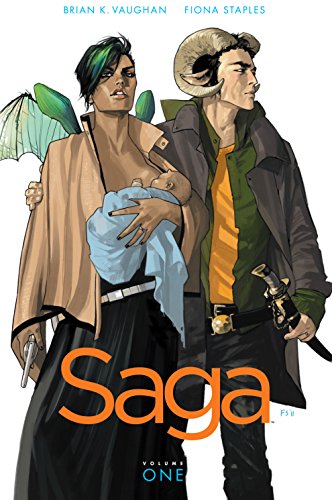 The cover of the graphic novel, Saga, by Brian K. Vaughn